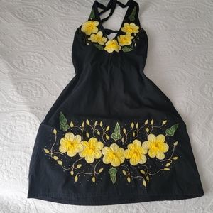 Embroidered Halter Dress